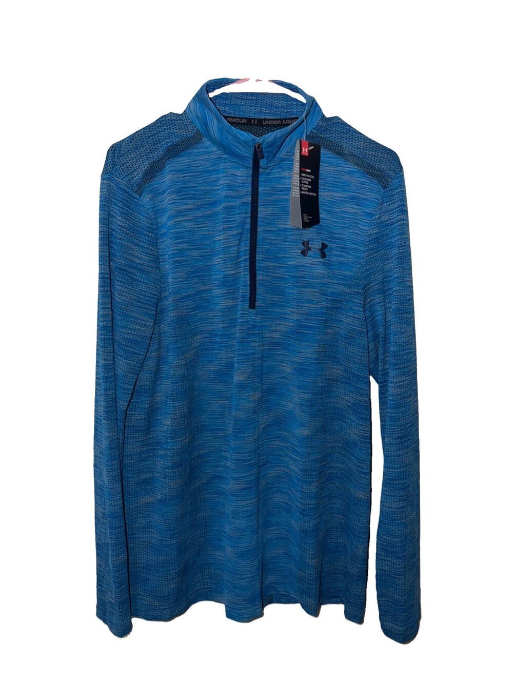New Under Armour Heat Gear Mens Size Medium Blue Full Zip Fit Active Jacket